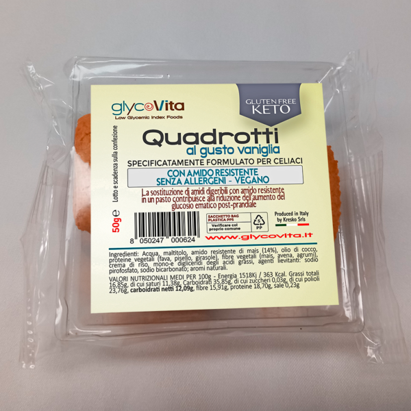 Quadrotti al gusto vaniglia 50g